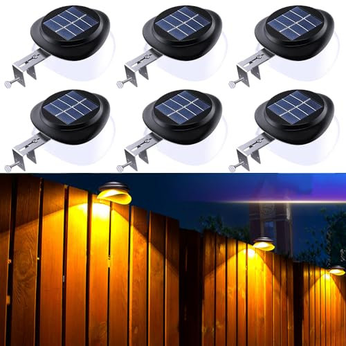 Dachrinnen Solarleuchten, Solarlampen für Außen Solarleuchten IP55 Wasserdicht 100LM für Zaun, Terrasse, Gehwege, Hof, Garage, Eave,Warmes Licht 6 Stück