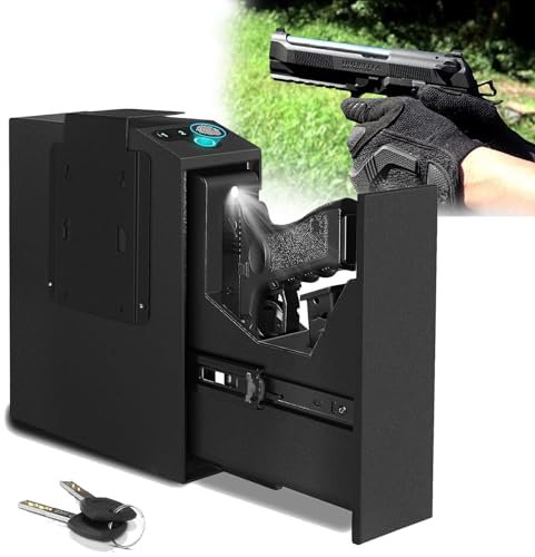 Stahl Security Gun Box, Smart Pistol Safe, Fingerabdruck Kurzwaffe Tresor, Safe Waffen Tresor, Kurzwaffenschrank Mit Digitaler Tastatur/Ersatzschlüssel, Möbeltresor Für Money Gun