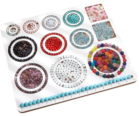 NBEADS Hölzerne Armband Perlen Brett, 38.2x33cm Hölzerne Perle Tablett Armbänder Messbrett Armband Perlen Design Board für Armband Halsketten Schmuck Machen DIY Design