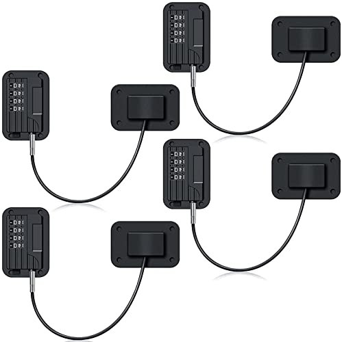 Zjyufy 4 cerraduras de nevera para adultos, cerradura de nevera, cerraduras de armario, cerradura de cable de 4 dígitos para adultos, adecuado para puerta de congelador, cajón, armario, ventanas