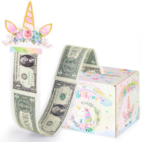 WERNNSAI Einhorn Geburtstag Geldgeschenk Spardose - Happy Birthday DIY Überraschungsbox für Bargeld, Einhorn Geschenkbox Geburtstag für Eltern, Kinder und Freunde