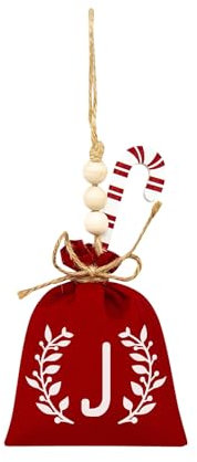Eoocan Weihnachtsschmuck, 2024 Personalisierte rote Monogramm-Brieftasche, Weihnachtsanhänger für Weihnachtsbäume, Zuhause, Partygeschenke (Buchstabe J)