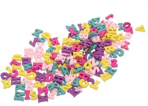 KOMBIUDA 200stücke Holzbuchstaben Mit Bunte Holzornamente Alphabet Holzchips Zum Basteln Holzstücke Für Dekoration Und Kreativität