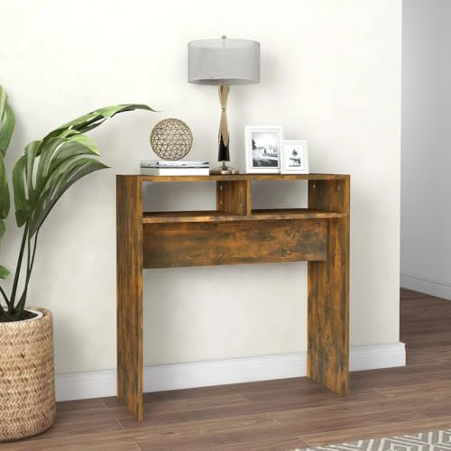 FENLAX Table console 78 x 30 x 80 cm avec compartiments de rangement ouverts, buffet, table de téléphone, table basse en bois, table console avec étagères, table d'entrée, table d'appoint, bois de