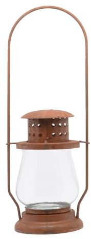 Laterne aus Metall mit Edelrost mit klarem Pressglas Kerzenhalter Rost Deko Leuchtfeuer Gartendeko Edelrost 40cm hoch