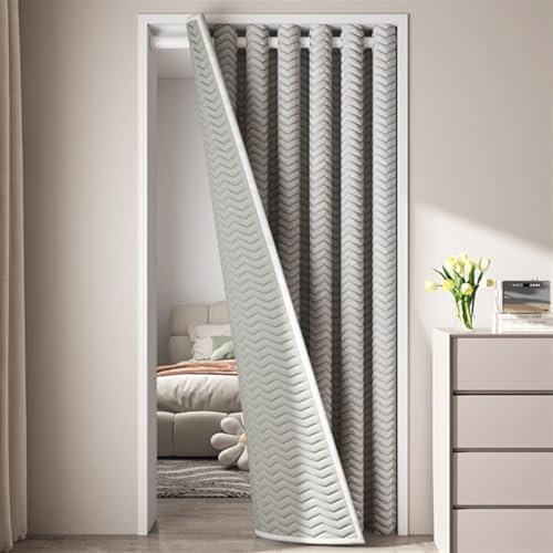 SK Studio Thermovorhang Kälteschutz Haustür Türvorhang Kälteschutz Wärmevorhang Tür Zugluftstopper Isolier Schutz Vorhang für Balkontür Türen, Grau, 100x180cm