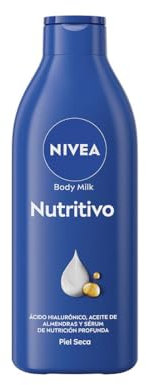 NIVEA Body Milk Nutritivo (1 x 250 ml), leche corporal que hidrata durante 72 h, crema hidratante corporal con aceite de almendras y ácido hialurónico, para piel seca