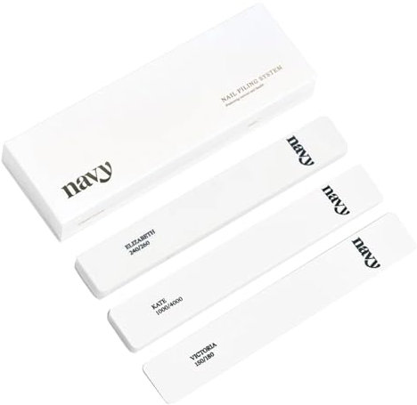 Navy Nail File Trio Pack -3X Files Per Box | Store, Protect and Perfect | Nail Preparation, Shaping & Shine for Manicure & Pedicure