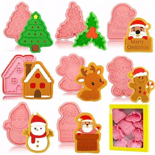 8 Stück Ausstechförmchen,3D DIY Keksausstecher Weihnachten Plätzchenausstecher,Weihnachtsausstecher Städter Plätzchen Ausstechformen für Kinder Cookie Cutter,Backen Küche Zubehör Form