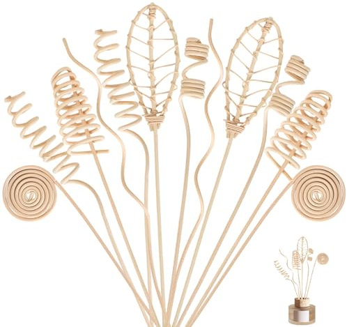 12 Stück Rattanstäbchen für Raumduft, Raumduft Reed Diffuser, Natürlich Rattan Blume Reed Duft-Diffusor-Ersatz Rattan Sticks, Aroma Stab Rattan Reed Fibre für Home Office Spa Raumduft