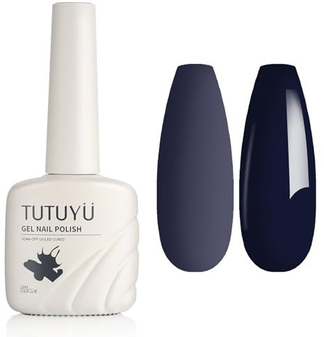 TUTUYU Midnight Dark Blue Gel Nail Polish, 12ml Soak Off Dark Indigo Blue Gel Polish for Manicure Salon or DIY Nail Art at Home