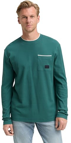 TOM TAILOR Herren 2-in-1 Langarmshirt aus Baumwolle
