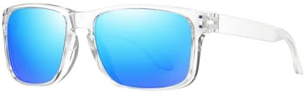 XINDAYUN Sonnenbrille Herren Polarisierte Quadratische Rahmen Männer Anti-Blend-Sonnenbrille-transparent-blau