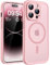 TOCOL für iPhone 14 Pro Hülle für Magsafe, Vollständiger Kameraschutz Stoßfest Kratzfest Transluzente Rückseite Magnetisch Handyhülle für iPhone 14 Pro Case, Rosa