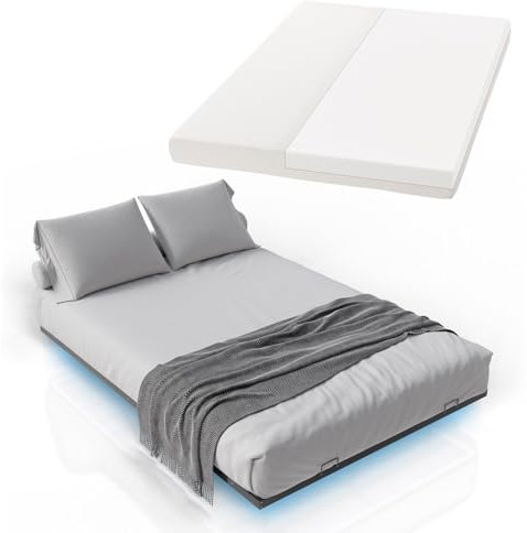 Juskys Metallbett Palamos 140x200 cm mit Matratze, Lattenrost & LED Beleuchtung - Schwebebett minimalistisch & modern - Bettgestell, Bett - Schwarz