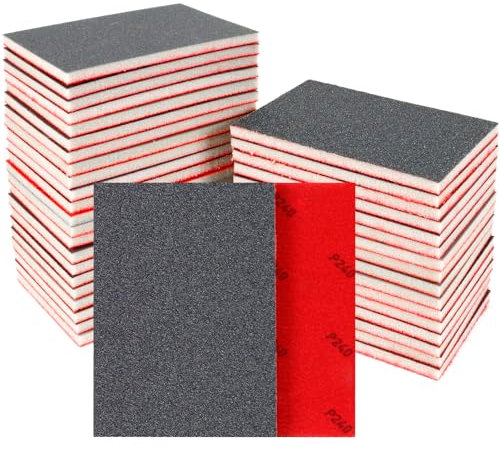24 Stück Schleifschwämme Set, 240 Körnung Nass-Trocken-Schleifpapier, Flexibler Schleifschwamm Holz, Professional Schleifpads für Metall, Holz, Farbe, Spachtelmasse, Autokarosseriereparatur