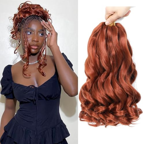 WoWCFyyds 8 Packs French Curl Braiding Hair 12 Inch Loose Wave Spiral Curly Braiding Hair Extensions 50g/Pack Soft French Curls Synthetic Hair Extensions for Braiding（350#）