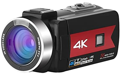 AUBEST Cámara de Video, Camcorder de Video Digital 4K for transmisión en Vivo 5 6MP Belleza Light Touch Screen Night Vision WiFi Digital Zoom Cámara for la grabación de Vlog(Standard,K1 Standard)