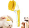 Dog Brush, Dog Shampoo Brush with Soap Dispenser,Pet Dispenser Bubble,Pet Shower Cleaning, Shampoo Massage Bath Long Handle for Shower Daily Cleaning (Yellow)