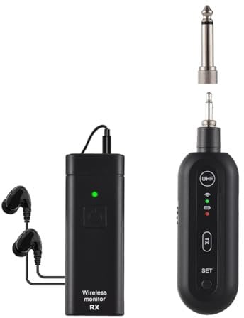 Bortivier Wireless in-Ear Monitor System UHF 90° Rotate Transmitter Receiver Set Automatic Pairing with Monitor Earphones