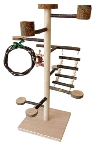 Vogel Spielplatz Holz - Vogelspielplatz für Wellensittiche, Wellensittich Spielplatz Freisitz für | Vogelspielplatz-Trainingsstange aus Holz für Nymphensittiche, Turteltauben und Sittiche