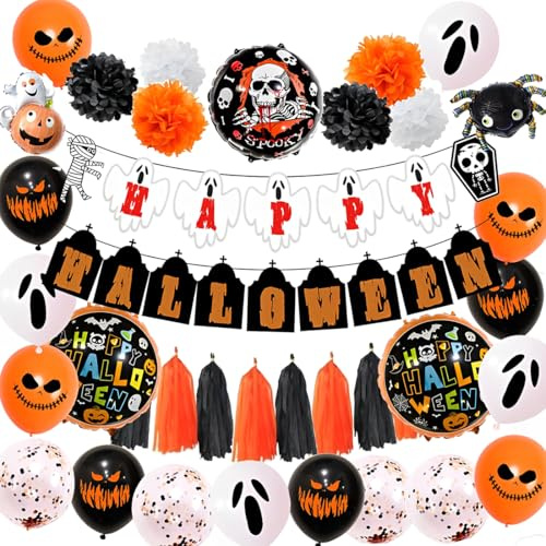 JYNVO Halloween Deko Set, Halloween Deko Kinderparty, Halloween Ballons,für Gruselige Dekoration Indoor & Outdoor