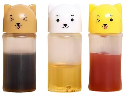 3Pcs Mini Condiment Squeeze Bottles, Mini Ketchup Bottles Tomato Ketchup Bottle Refillable Salad Dressing Tomato Ketchup Bottle Honey Squeezable Jar Ketchup/Sauce Containers for Kids Adults