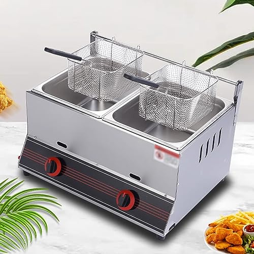 Commercial Deep Fat Fryer Industrial Deep Fryer for Hospitality, Oil Filtration Deep Fryer, GasFryer, for French Fries, Restaurant, Home, Kitchen
