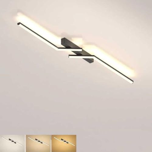 OOWDMPE LED Deckenlampe Moderne Dimmbar Deckenleuchte Minimalistisch Linear Design Deckenbeleuchtung Deko 3000K/4000K/6000K für Esszimmer Wohnzimmer Schlafzimmer Küchenflur (Schwarz)