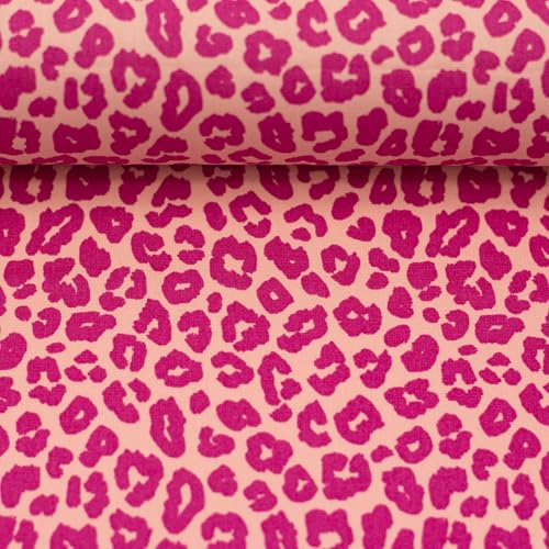 Baumwollstoff Leomuster - Meterware – 100 % Baumwolle – Öko-Tex Standard 100 – Leopardenmuster – für Kleidung, Kissen & Deko – ab 50 cm – 8 Farben (rosa-erika)