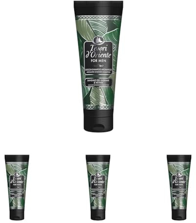Tesori d'Oriente - For Men, Doccia Shampoo, Sandalo del Kashmir e Vetiver, Arricchito con Pantenolo, Capelli e Corpo Idratati e Rinfrescati, 250ml (Confezione da 4)