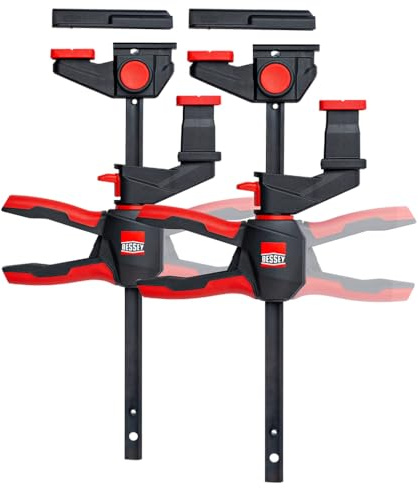 BESSEY Einhand Tischzwingen 2er-SET EZR360-15 | für Führungsschiene | 75 kg | Perfekt für Führungsschienen verschiedener Marken ermöglicht einhändiges, präzises Fixieren mit drehbarem Griff