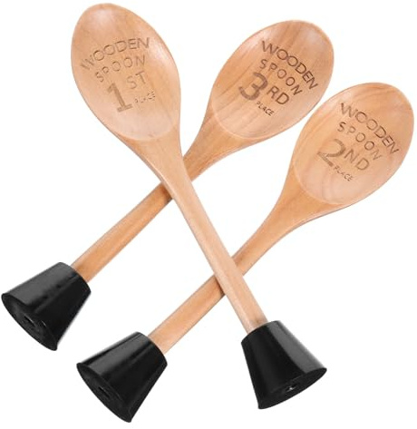 VICASKY Set 3 Premi Cucchiaio di Legno con Base Premio, Incisione Unica, Essenziale per Cucina e Concorso di Pasticceria, Regalo per Appassionati di Cucina