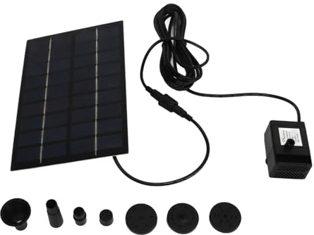 Kit de bomba de agua solar de 9 V, 2,8 W, bomba de fuente de malla antiobstrucción con 4 boquillas de repuesto, dispositivo de circulación de agua ABS para jardín, estanque, baño