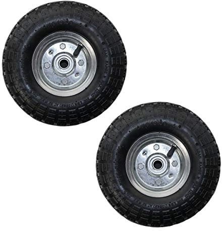 KCT Twin Pack 10 Replacement Wheels for Garden Cart, Twin Wheelbarrow, Garden Tool Trolley, Sack Barrow Wheel, Twin Wheel Wheelbarrow, Garden Trailer - 4.10/3.50-4 Size