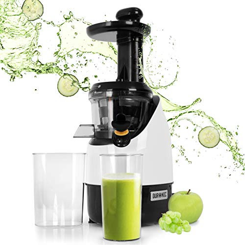 Duronic JE2 Estrattore di succo a freddo di frutta e verdura 220 W – Spremitura lenta 80 giri/minuto e senza lame – Pennello per pulizia inclusa – Per succhi di frutta e verdura fatti in casa
