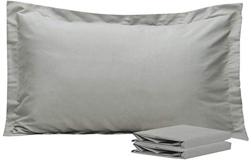NTBAY 2 Pack 100% Brushed Microfiber Oxford Pillowcases, 1800 Super Soft and Cozy, Wrinkle, Fade, Stain Resistant King Oxford Pillow Cases | Hotel Quality Pillow Shams, 50x90 cm, Smoky Grey