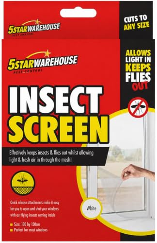 5starwarehouse Insect Screen Bug And Fly Proof Window Netting 130 x 150cm (White)