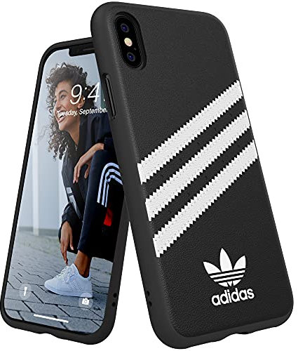 adidas Handyhülle Entwickelt für iPhone X Hülle, iPhone Xs Hülle, Fallgeprüfte Hüllen, stoßfeste erhöhte Kanten, Original Schutzhülle, Schwarz und Weiß Streifen