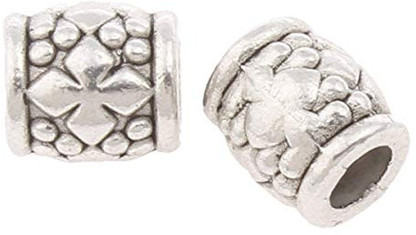 Perlin - 60 perle intermedie in argento tibetano anticato, per gioielli, 6 mm, placcate in argento, per cinturino in pelle da 2 mm