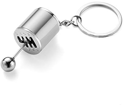 Kreative Auto Teil Modell Gear Shifter Keychain, Mini Auto Schaltknauf Getriebe Metall Schlüsselanhänger Schlüsselanhänger für Männer(silber)