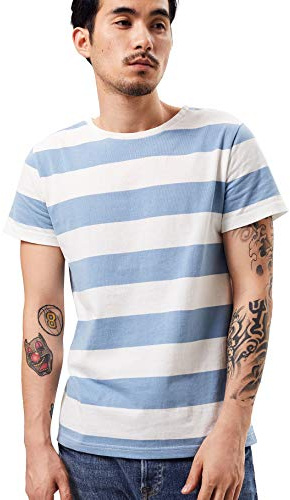 Wide Striped T Shirt for Men Breton Tee Stripes Sailor Top Cotton Basic Short Sleeve for Summer Beach