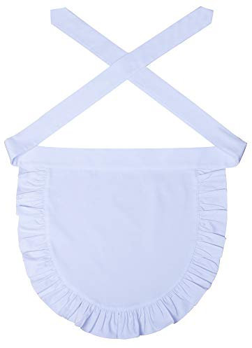 Love Potato Mezzo grembiule, 100% cotone, classico, per feste di Halloween, cosplay, accessorio per vestito, bianco, 18.5W x 16.9L