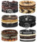 BESTEEL 24 Stück Lederarmbänder für Herren und Damen, geflochten, Kordel, Baum des Lebens, Vintage-Armband, verstellbar, Schwarz/Braun, Einheitsgröße, One Size, Leder