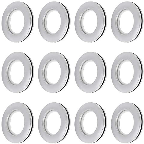 INCREWAY 16Pcs Curtain Grommets, 4.2cm Inner Diameter ABS Plastic Low Noise Roman Ring Curtain DIY Eyelet Rings Sewing Top Grommets (Silver)