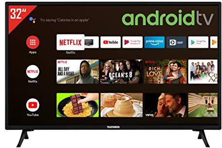 Telefunken XH32AJ600 32 Fernseher/Android TV (HD ready, Triple-Tuner, Smart TV, LCD/LED, Bluetooth, WLAN, Google Play Store, Netflix, uvm) [2021], Schwarz