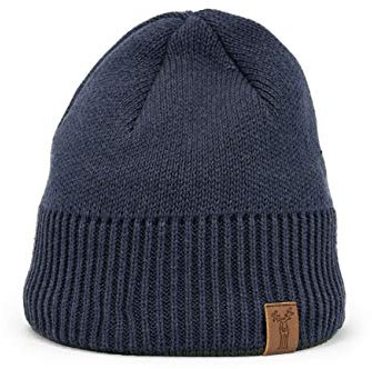 Elkline Strickmütze mit farbigem Rand und Fleece, Farbe:dunkelblau