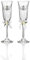Coppia di Flutes di Valenti. Coppia di Flutes in Cristallo con Applicazione in Argento Laminato, Ideale per Regalo di Nozze. Altezza 22 cm. La referenza è 16506