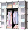 AufuN DIY Kleiderschrank Regalsystem Schuhregal, modularer Kombischrank, platzsparendes Steckregalsystem, Bücherregal Tragbarer Faltschrank mit Türen (16 Würfel, Schwarz)