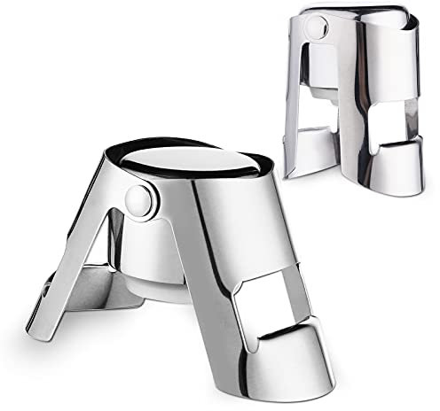2 Stück Sektverschluss Champagne Bottle Stoppers, Anti-Leckage Sektflaschenverschluss Edelstahl Vakuumverschlusskappen für Weinsammlung, Wein, Champagner, Beer Saver Sealer
